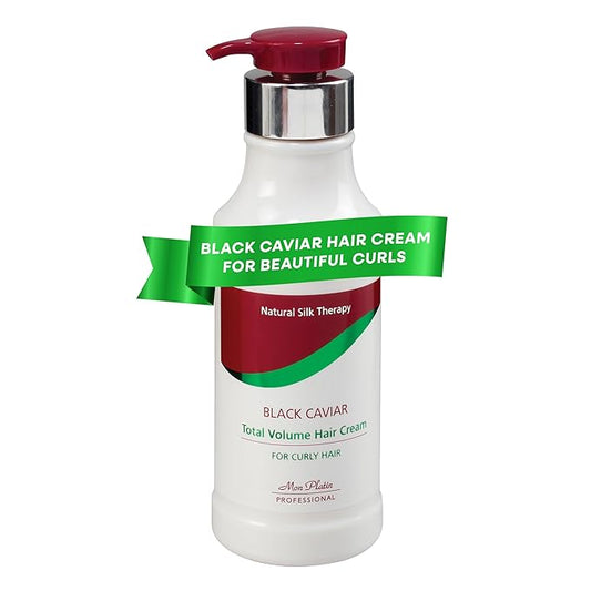 Total Volume Hair Cream for Curly Hair, Hydrating Formula with Black Caviar and Peach Extract, Sunflower & Cotton Oils, Anti-Frizz, Curl Enhancer for Volume Control, 400 ml
