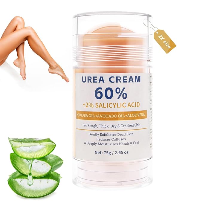 2.65 oz - 60% Urea with 2% Salicylic Acid Foot Hand Cream Stick - for Calluses Dry Hands, Elbows, Knees, Feet & Heels, 60 Percent Urea Lotion for Feet Maximum Strength - Hydrates & Softens Dry Skin