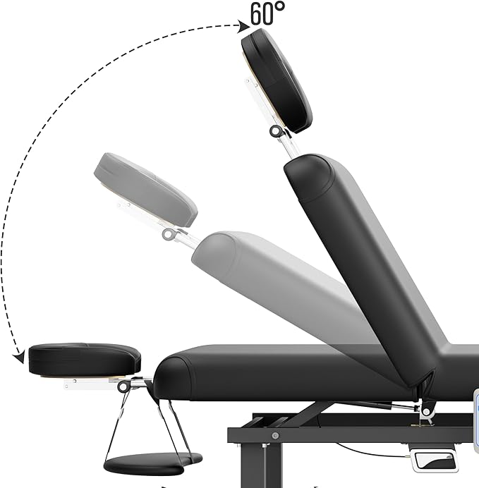 pouseayar Heavy Duty Electric Stationary Massage Table with Heating Function, Backrest Adjustable and Storage Space for Treatment/Medical Spa/Facial/Beauty/Massage Bed - 30 x 75 - Black