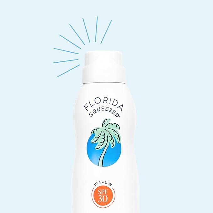 Florida Squeezed SPF 30 Sunscreen Water Resistant Spray|6oz|Vegan and Hawaii 104 Reef Act Compliant (Octinoxate & Oxybenzone Free) Broad Spectrum Moisturizing Sunscreen. Paraben & Phthalate Free.