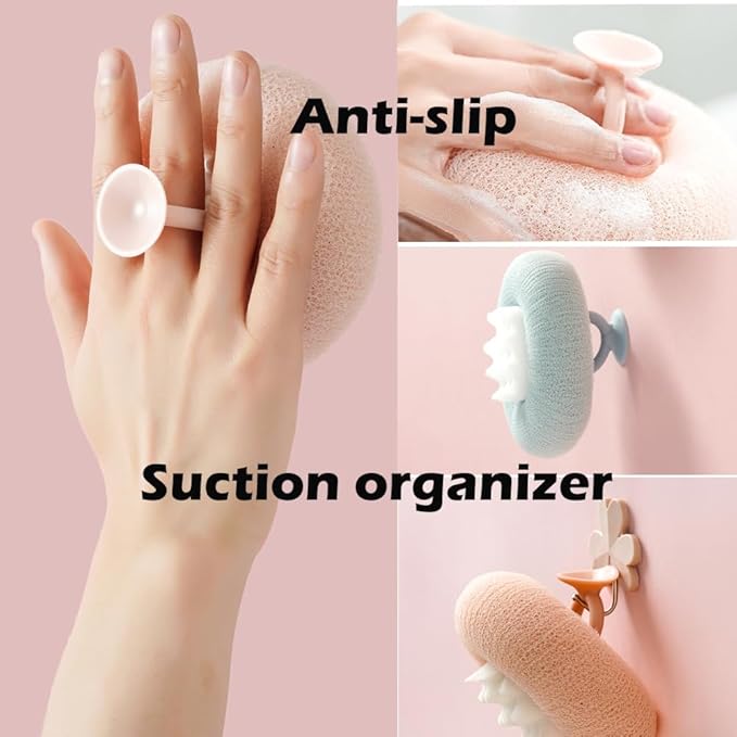 2 Pack Bath Body Brush,Exfoliating Body Scrubber,Bath Sponge Brush to Scrub The Body and Enjoy The Shower(Pink&Blue)…