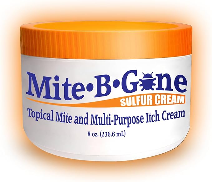 Mite-B-Gone Mite Cream & Bite Relief - Natural Blend Sulfur Cream for Multi-Purpose Bites, Redness, Itching, & Irritation | Safe for Kids and Adults | Fast & Effective for All Skin Types| 8 oz