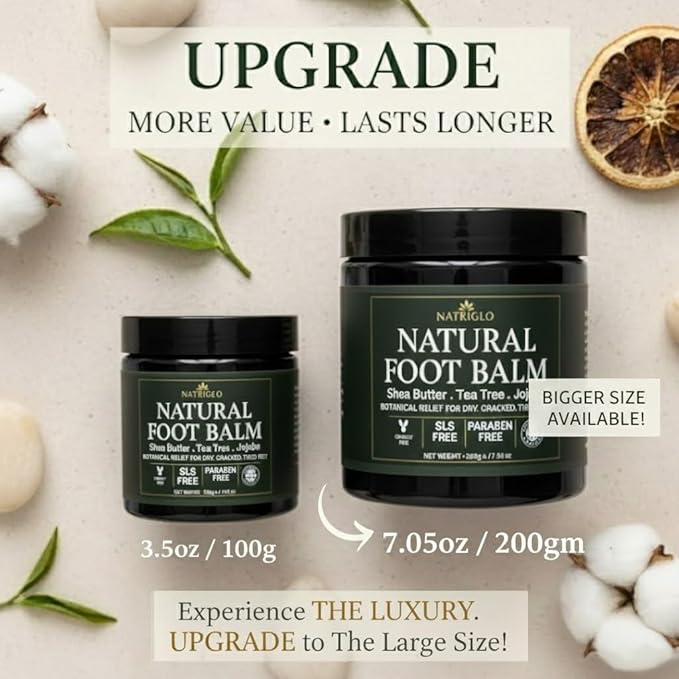 Organic Tea Tree Foot Balm for Dry Cracked Feet & Heels - Intensive Callus Remover & Foot Repair Cream with Shea Butter - Moisturizer for Rough Hard Skin & Cracked Heel Treatment for Men & Women