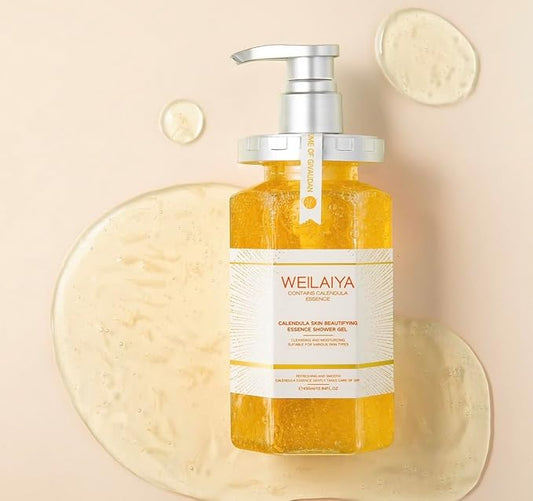 Weilaiya Calendula Shower Gel – 450mL / 15.2 fl oz – Soothing Body Wash for All Kinds of Skin, Especially Sensitive Skin – Natural Calendula Extract, Hydrating & Gentle Daily Anti Aging Cleanser