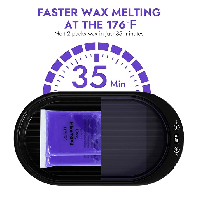 Small Paraffin Wax Machine for Hands - Small Size Hand Wax Paraffin Machine 2000ml With 3 packs of Paraffin Wax Kit Digital Display Screen for Paraffin Bath