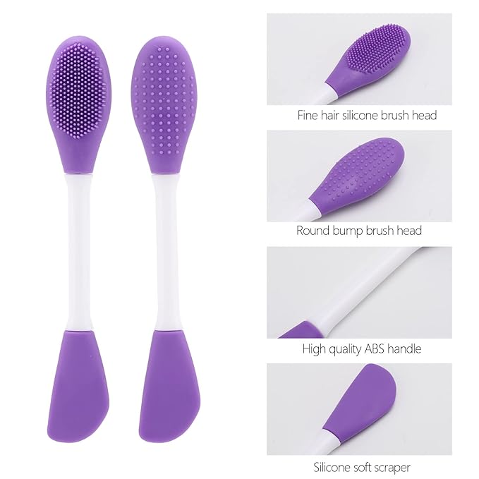 20 Pcs Silicone Face Mask Applicator, 2 in 1 Double-Sided Facial Scrubber Brush Tool, Double-Head Manual Cleansing Brush for Deep Gentle Exfoliating