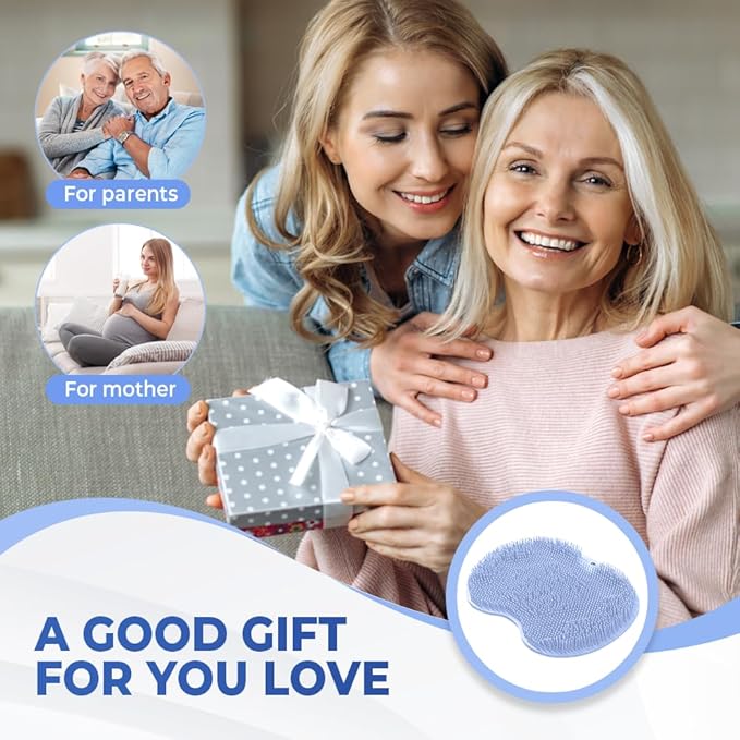 Shower Foot Scrubber Mat with Non-Slip Suction Cups, Non Slip Bathtub and Shower Mat with Suction Cups and Drain Holes, Foot Back Cleaning Pad Back Washer Exfoliating Bath Wash Pad (Orange)