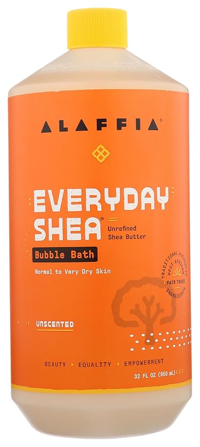 Alaffia Bubble Bath for Women, Unscented – Everyday Shea Butter Formula with Wild Yam, 32 Fl Oz