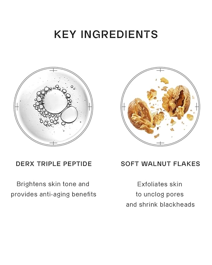 DERX Revitalizing Facial Cleanser with Peptides & Walnut Microbeads - Gentle Exfoliating Gel To Foam for all Skin, Korean Clinic-Developed (120ml/4.05 fl.oz.)