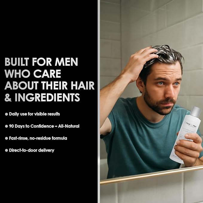 ThickTails Men's Hair Growth Shampoo & Conditioner for Thinning Hair | Caffeine, Biotin, Saw Palmetto | Dual Pack for Stronger, Fuller, Healthier Hair | Sulphate-Free, Vegan-Friendly, USA Compliant
