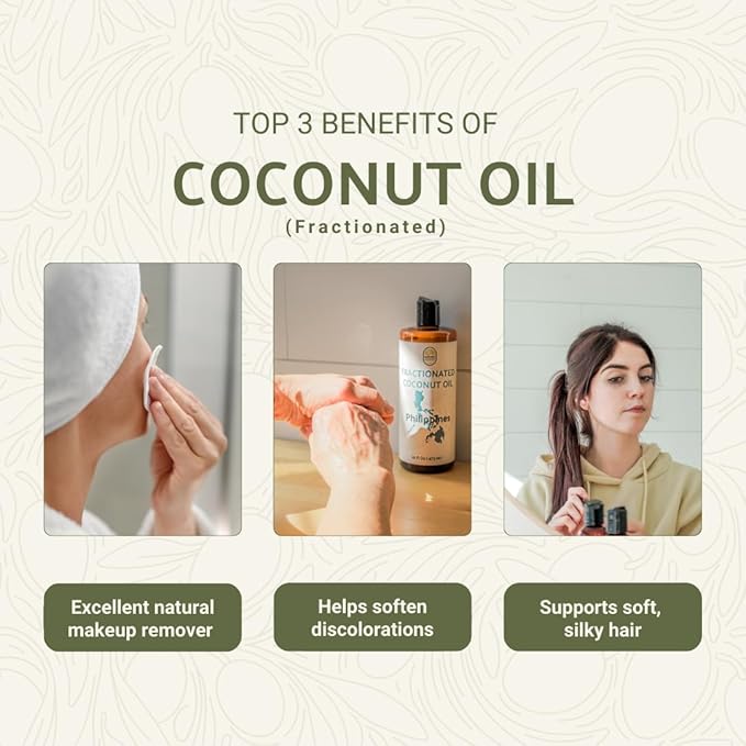 Fractionated Coconut Oil - Sourced Directly from our Farm Partner in the Philippines - Carrier Oil for Diluting Essential Oils, Body, Hair, and Skin Moisturizer - (1Gallon)