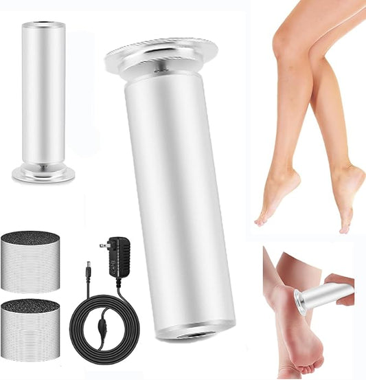 Rechargeable Pedicure Tools for Foot Care, Electric Feet Filer Grinder for Men Women, 2 in 1 Callus Remover with 60Pcs Discs for Feet Heel Shaver, Dead Cracked Skin and Calluses (Silver US)