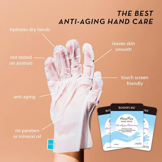 Bodipure HandPure Moisturizing Hand Gloves Manicure Kit Soft Hand Mask & Manicure Gloves - Moisturizing Hand and Nail Treatment And Strengthener (50 Packs)
