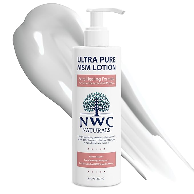 NWC Naturals UltraPure MSM Lotion All Natural Hypoallergenic ExtraHealing Nourishing Body Lotion by, 8 Fl Ounces