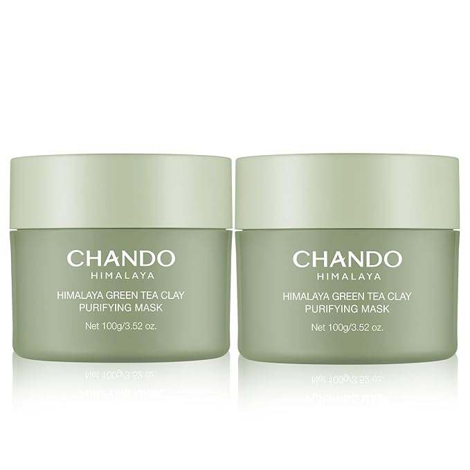 Purifying Green Tea Mask(2Pack), Natural Facial Clay Mask Deep Pore Cleansing with Green Tea Extract and Portulaca Extract, for Clogged Pores, Detoxifies & Balance Oil, 7 fl.oz