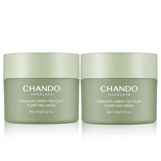Purifying Green Tea Mask(2Pack), Natural Facial Clay Mask Deep Pore Cleansing with Green Tea Extract and Portulaca Extract, for Clogged Pores, Detoxifies & Balance Oil, 7 fl.oz