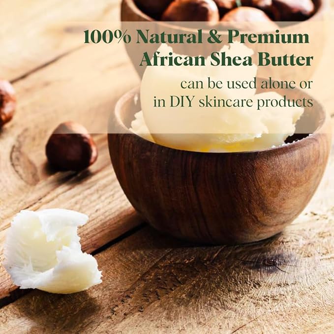 White Naturals African Shea Butter 1lb, Pure, Unrefined, Raw, Organic, Great Skin Moisturizer, Perfect for DIY Whipped Body Butter, Face Cream, Hair Mask, Lip Balm