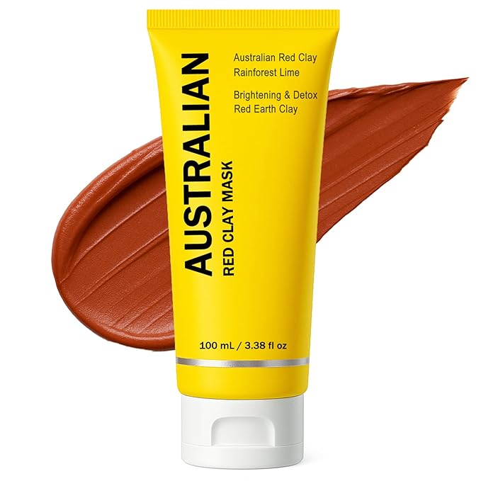 Australian Red Clay Face Mask, Mineral-Rich Detox Mud Mask with Kakadu Plum, Desert & Rainforest Lime Extracts, for Radiant-Looking, Smoother Skin, All Skin Types, 100 mL (1)