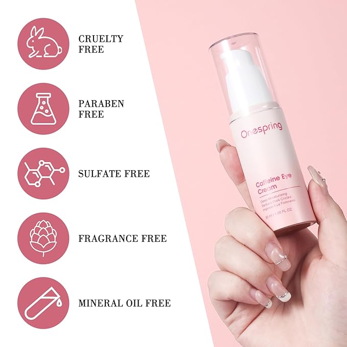 Eye Cream, Under Eye Cream with Caffeine + Hyaluronic Acid + Vitamin E, for Puffiness, Wrinkles & Fine Lines, Daily Cream for Moisturizing and Hydrating, Skin Care for Face, 1.05 Fl Oz