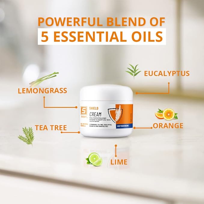 Shield Tea Tree Foot Cream with Lemongrass, Eucalyptus Oils to Soothe Eczema, Psoriasis, Rashes, Dry Itchy Feet 2 oz | The Athlete's Choice in Skin Moisturizing