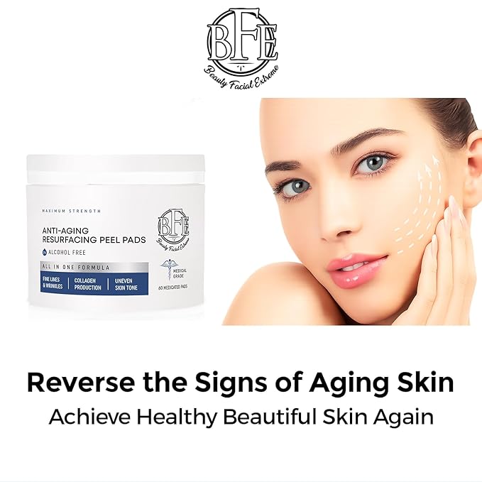Anti-Aging Resurfacing Peel Pads - Contains Lactic, Salicylic, & Glycolic Acid. Reduces fine Lines, Wrinkles, Dark Spots, Freckles & Uneven Skin Tone. Restore Skin for Smoother & Radiant Complexion.