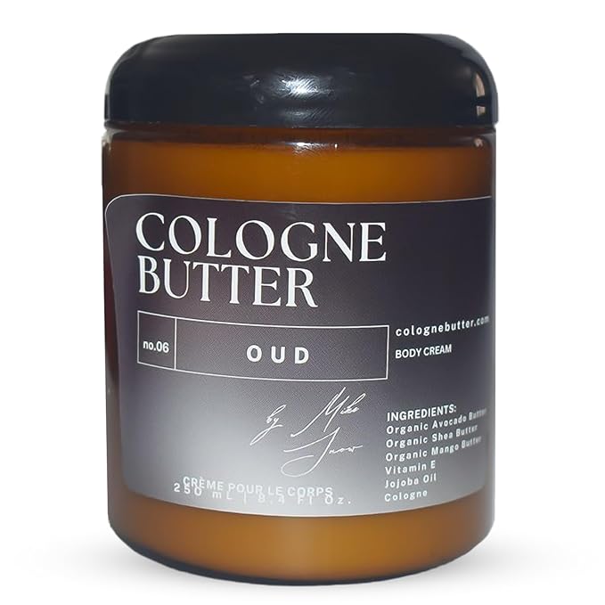 8.4 Fl. oz OUD | Nourishing Scented Body Butter for Men & Women | Hydrating & Long-Lasting Fragrance with Oud, Rose & Warm Woods | Amber Glass Jar