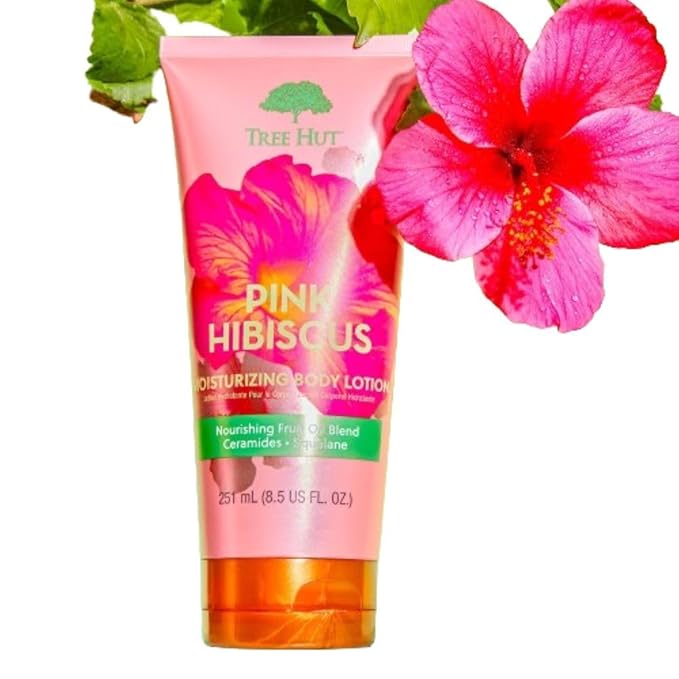 Tree Hut Pink Hibiscus Moisturizing Body Lotion, Ceramide and Squalene Formula Helps Protect Skin, Long-lasting Hydration Leaves Skin Feeling Soft & Moisturized, 8.5 fl oz.