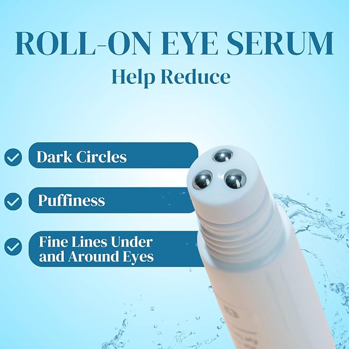 Miss Spa Eye Serum 5-in-1 Roll On Cream, Helps De-puff and Brighten Under and Around Eyes, Anti-Aging Under Eye Roller Helps with Fine Lines and Dark Circles, Vitamin B3,