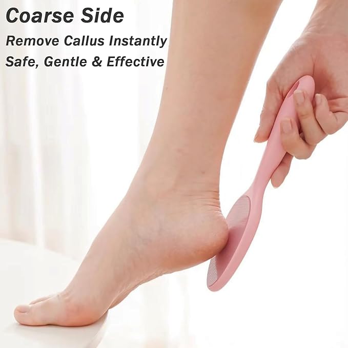 1PC Hard Skin Remover, 2-Sided Nano Glass Foot File Callus Remover with Non-Slip Handle Comfortable Foot Grinding Scraper (Pink)