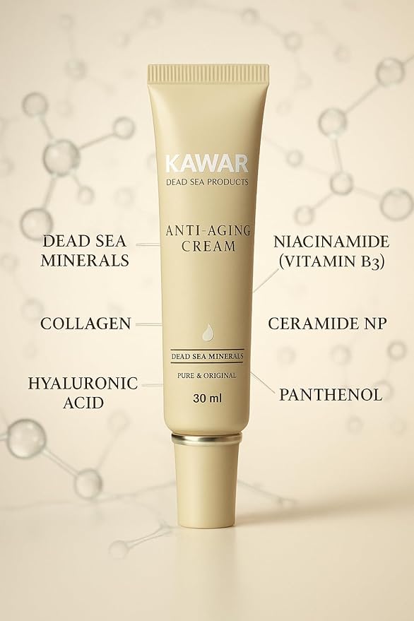 KAWAR Dead Sea Anti-Aging Extra-Firming Neck, Face and Décolleté Cream | Anti-Aging Moisturizer | Visibly Firms, Smoothes and Lifts | Minimizes Appearance Of Wrinkles | Targets Dark Spots | 1 Oz