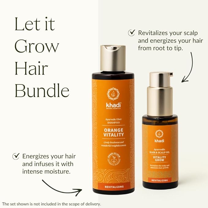 khadi VitalityGrow Hair Oil - Rosemary for more volume & hair growth - against hair loss - 100% natural, herbal, vegan & silicone-free - 1.69 fl oz