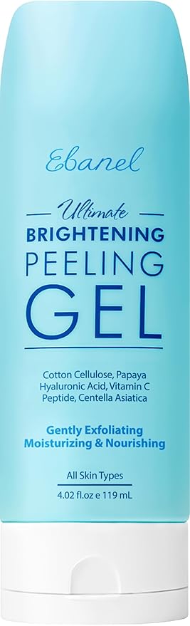 Ebanel Brightening Peeling Gel with Cotton Cellulose, Rice, Papaya, Centella, Hyaluronic Acid for Face and Body, Gentle Exfoliating Face Scrub Gel Peel Wash, Deep Pore Cleanser Minimizer Exfoliator