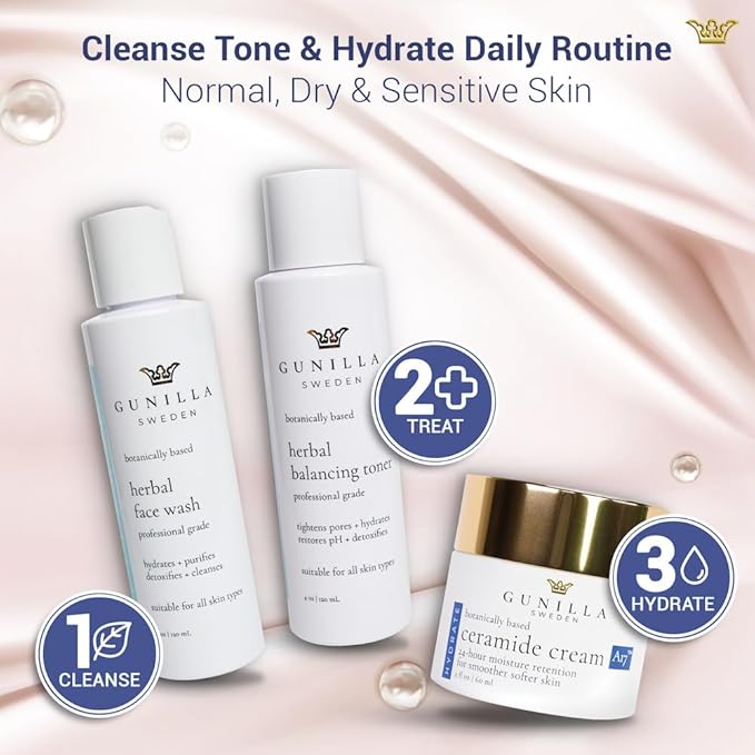 Gunilla Toner Herbal Skin Anti-Aging, Vegan, Soothing, Plant-Based, Antioxidant-Rich, Hydrating, Helps Soften Skin, Natural, Made in USA - 4 oz