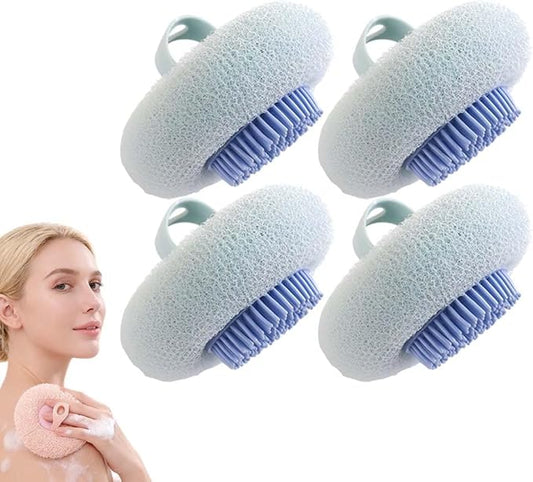 Super Soft Sunflower Suction Cup Bath Ball, 2025 New Exfoliating Bath Bath Sponge Cleaning Brush with Finger Rings for Women and Men (Blue, 4 pcs)