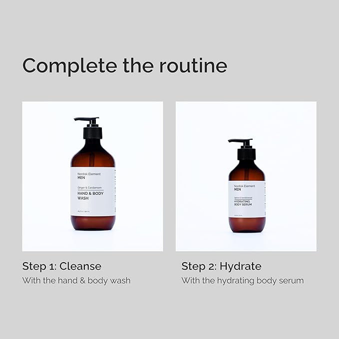 Nordisk Element Men’s Hand & Body Wash | Ginger & Cardamom Cleanser with Quince & Betaine | Hydrating Vegan Cruelty-Free Mens Shower Gel & Bodywash | Pump, Natural Shower Gel for Men | 16.5 fl oz