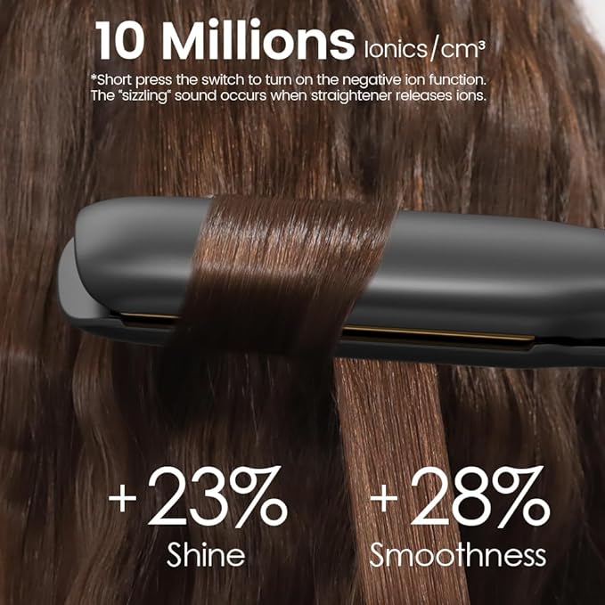 Faszin Professional Hair Straightener, 1.18 inch Ionic Titanium Plate, 20S Fast Heat Up Flat Iron with Clear LED Display, 2 in 1 Straightener and Curler Styling Tool for Straighten Hair (Gray)