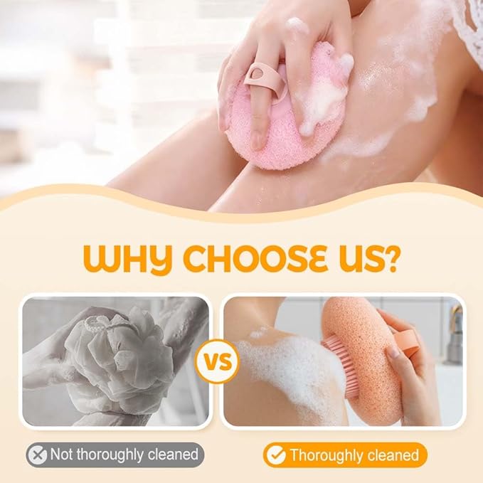 Super Soft Sunflower Suction Cup Bath Ball, 2025 New Exfoliating Bath Bath Sponge Cleaning Brush with Finger Rings for Women and Men (Pink, 4 pcs)