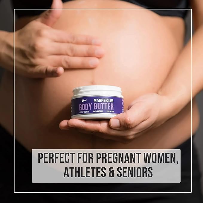 Pure Magnesium Body Butter for Women with Mango, Shea, Grapeseed, Ultra Moisturizing & Muscle Relaxing Cream for All Skin,100% Natural, Lightly Scented, 4 oz