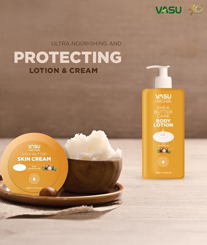 Vasu Naturals Shea Butter face moisturizer - Hydrating body lotion, Long-Lasting hand cream for Dry Skin, Lightweight face lotion, Coconut Oil hand lotion for skincare 11.83 fl oz each (Pack of 2)