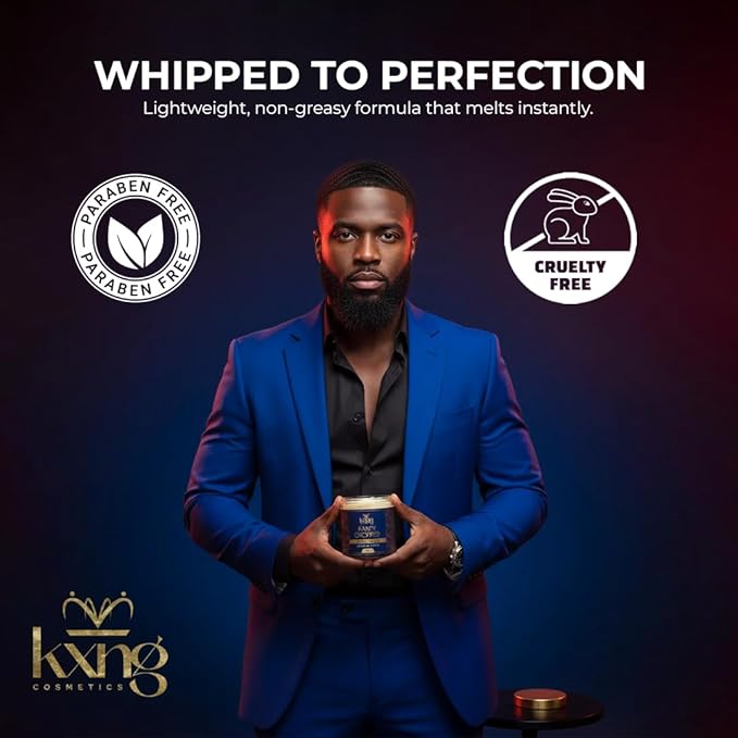 KXNG Cosmetics Organic Shea Body Butter Cream – 4oz | Mens Body Butter for Black Men & Women with Shea, Cocoa, Mango & Coconut Oil | Deep Hydrating Cream for Dry Skin, Hands & Feet
