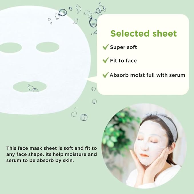 YOMOGI Daily Moisture Sheet Mask 30 Sheets | Mugwort-Infused Soothing Mask for Sensitive Skin | Made in Japan | Hydrating & Balancing