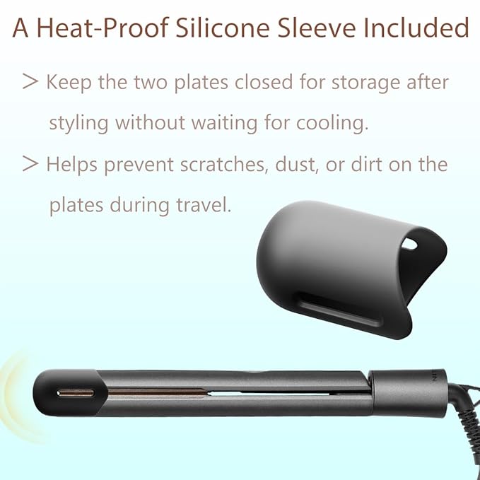 NITION Ceramic Tourmaline Hair Straighteners LCD Flat Iron MCH 10s Fast Heating Up. 1" Smooth 3D Floating Plate Healthy Straightening Tools. Travel Pouch Bag. Dual Voltage. Luxury Gift Box. Black