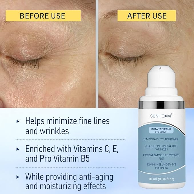 Instant Firming Eye Serum– Instantly Visibly Reduces Under Eye Bags And Wrinkles, Fine Lines, Crow's Feet, Dark Circles – Pump – Anti Aging Wrinkle Remover for Face, 10ml/0.34 Oz (2)