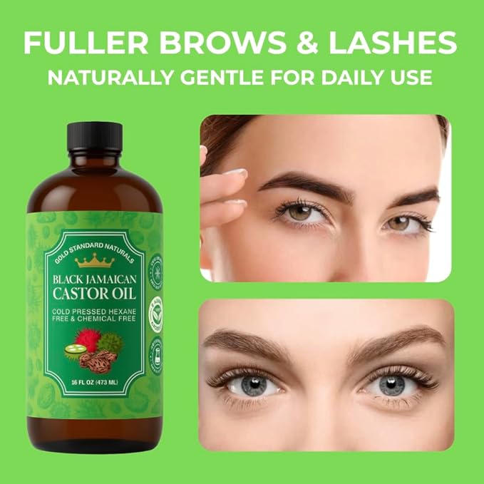 Black Jamaican Castor Oil – 16 oz Bottle with Pump | Cold-Pressed, Hexane-Free | Promotes Thicker Hair, Fuller Eyebrows & Longer Lashes | Deep Moisturizer for Skin & Scalp