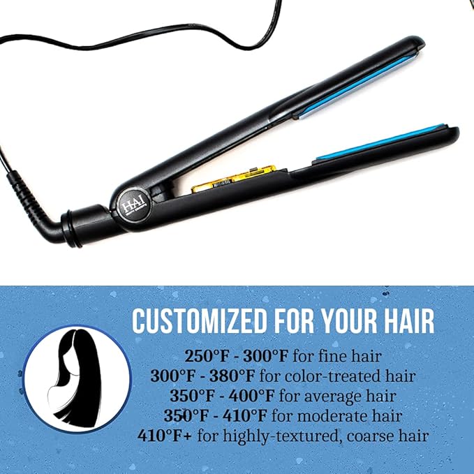 HAI Convertible Ceramic Hair Straightener for Women - Professional Fast Heating Flat Iron with 5 Temperature Levels for All Hair Types - (Classic Blue)