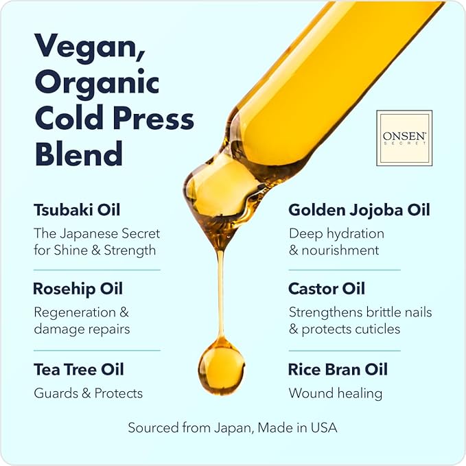 Onsen Nail & Cuticle Rescue Kit - Conditioner Serum, Repair Oil & Cuticle Balm - Tsubaki, Shea Butter, Jojoba - Strengthens Nails, Softens Cuticles, Hydrates Skin (15ml Serum + 10ml Oil + 26ml Cream)