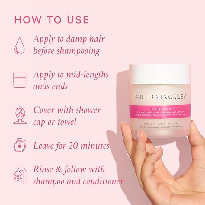 PHILIP KINGSLEY - Elasticizer | Deep Conditioner | Repair Hair Mask Treatment for All Hair Types | Pre-Shampoo Deep Conditioning Mask | Hydrates, Adds Shine and Reduces Breakage and Frizz | 33.8oz