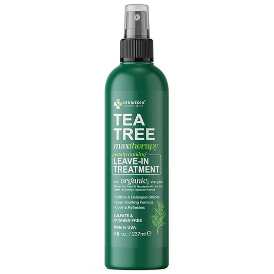 Pure Tea Tree Oil Leave In Conditioner Detangler Spray, Frizz Control, Intensive Dry & Itchy Scalp Treatment, Anti Dandruff & Scalp Psoriasis Relief, Men & Women, Paraben & Sulfate Free