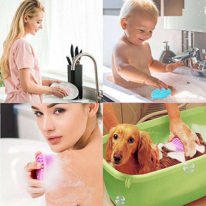 TDHDIKE Silicone Body Scrubber Loofah - Set of 3 Soft Exfoliating Body Bath Shower Scrubber Loofsh Brush for Sensitive Kids Women Men All Kinds of Skin