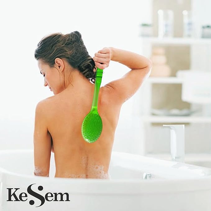 2 Pack Back Scrubber Shower Brush with 14 inch Long Handle, Soft Bristles Full Body Skin Exfoliator for Bath Wet or Dry Brush for Men & Women (14")